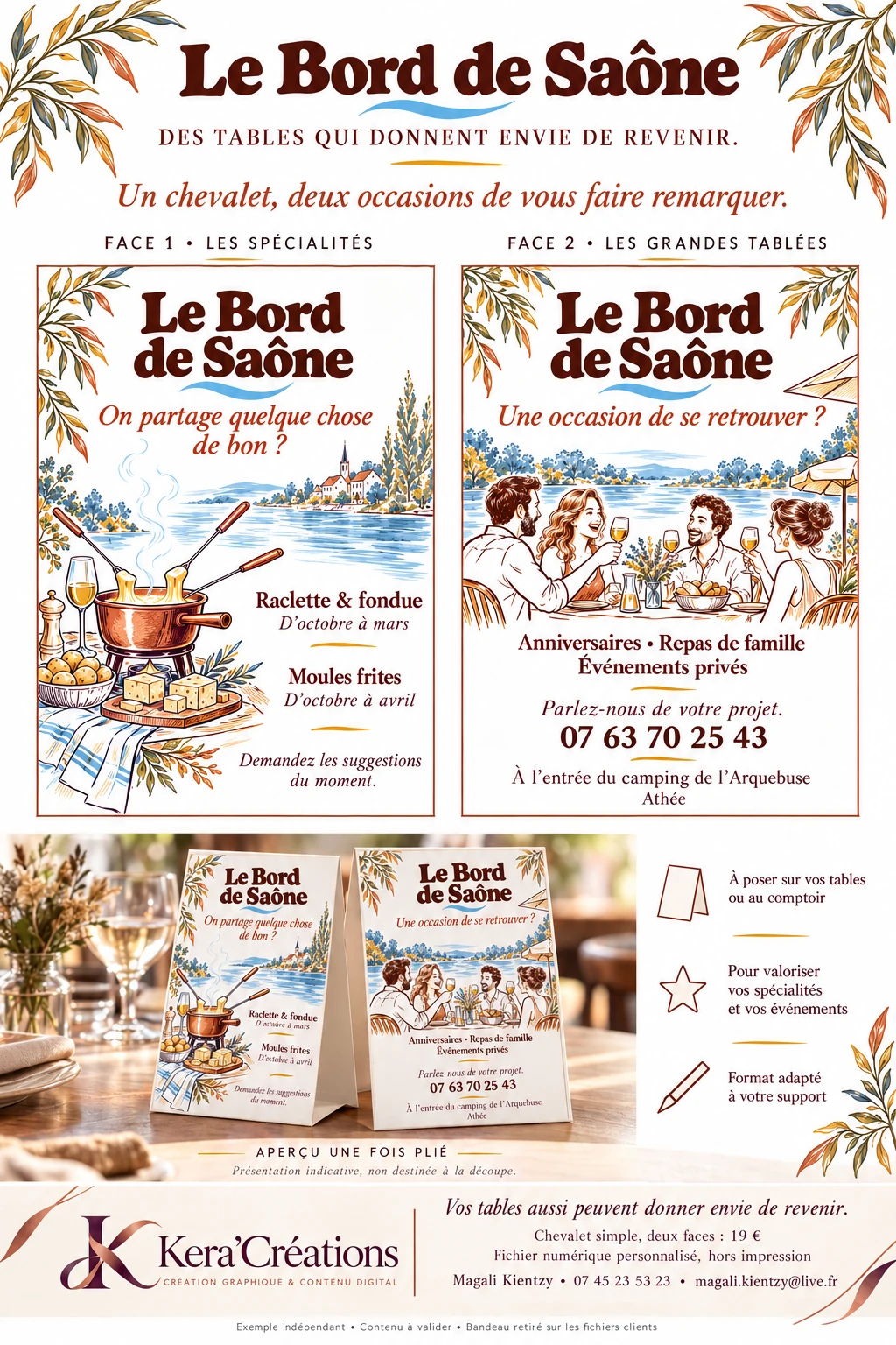 Vos tables ont du caractère — Chevalet deux faces