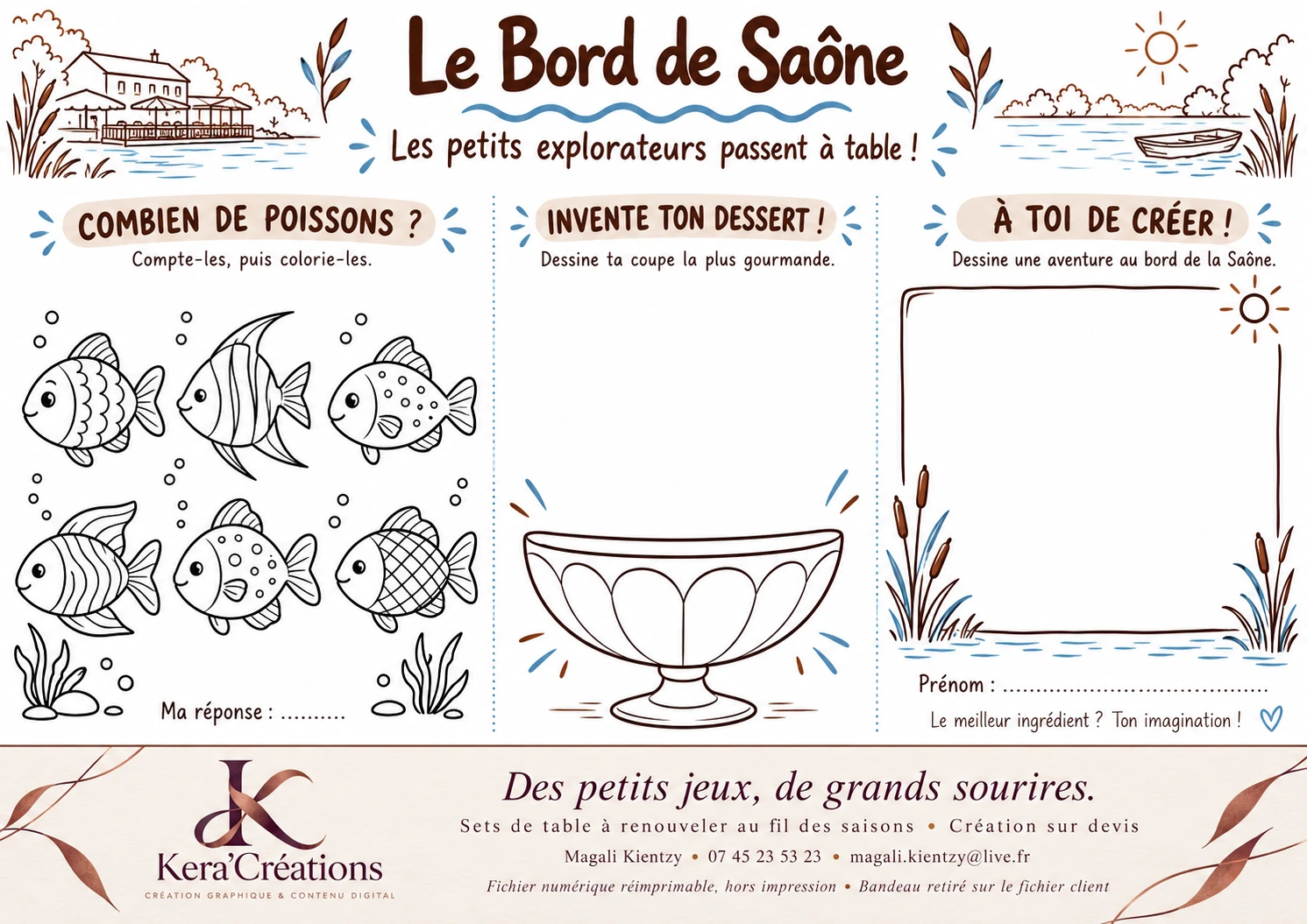 Les petits explorateurs passent à table — Set de table à colorier