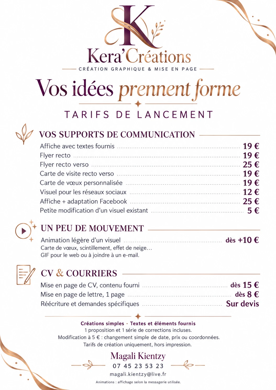 Fiche des tarifs Communication & documents